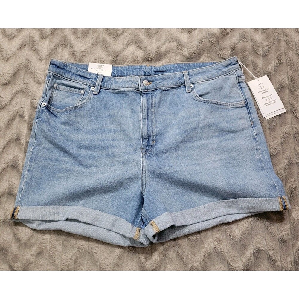H&M Womens Plis Size 20 Denim Mom Shorts Rolled Cuff NWT